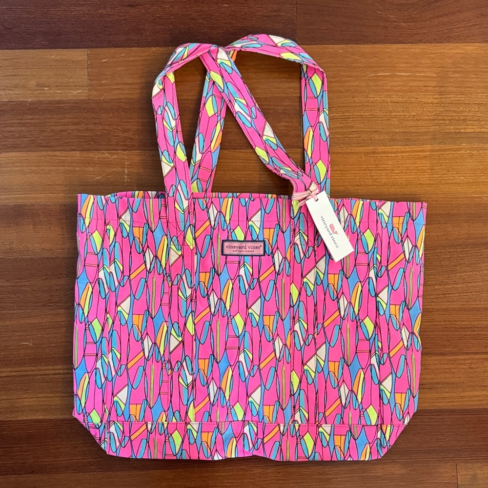 Vineyard Vines Pink surf theme beach Tote